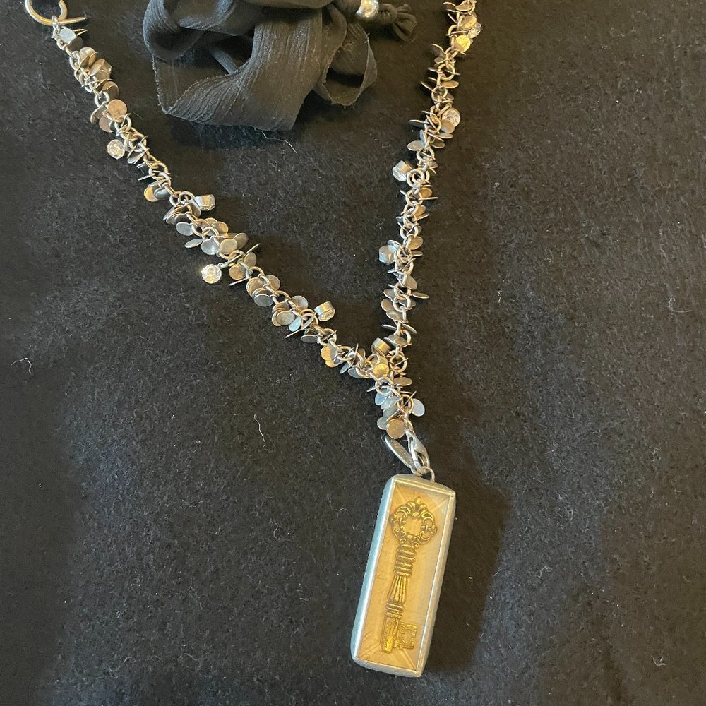 Jewel Kade Ribbon Necklace with Key Charm